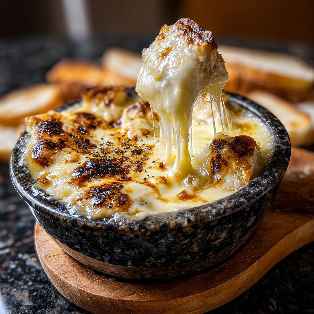 Fondue with Swiss Cheese and Garlic