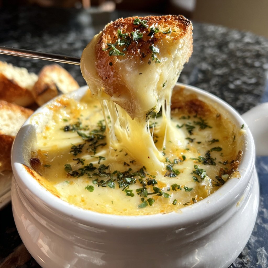 Fondue with Swiss Cheese and Fresh Herbs