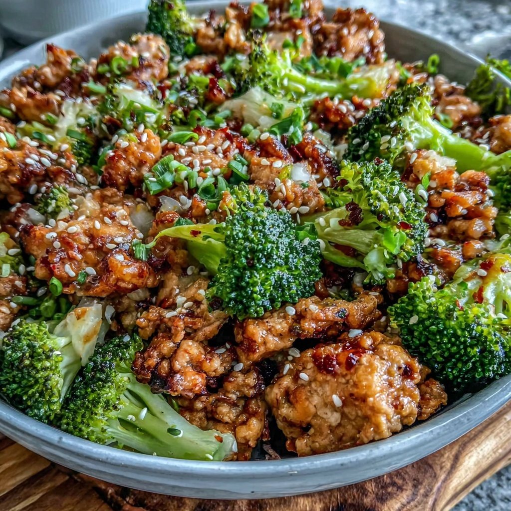 Ground Chicken And Broccoli Bowl