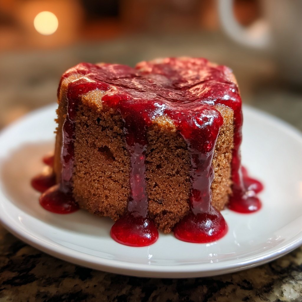 Mini Heart Cake with Berry Glaze