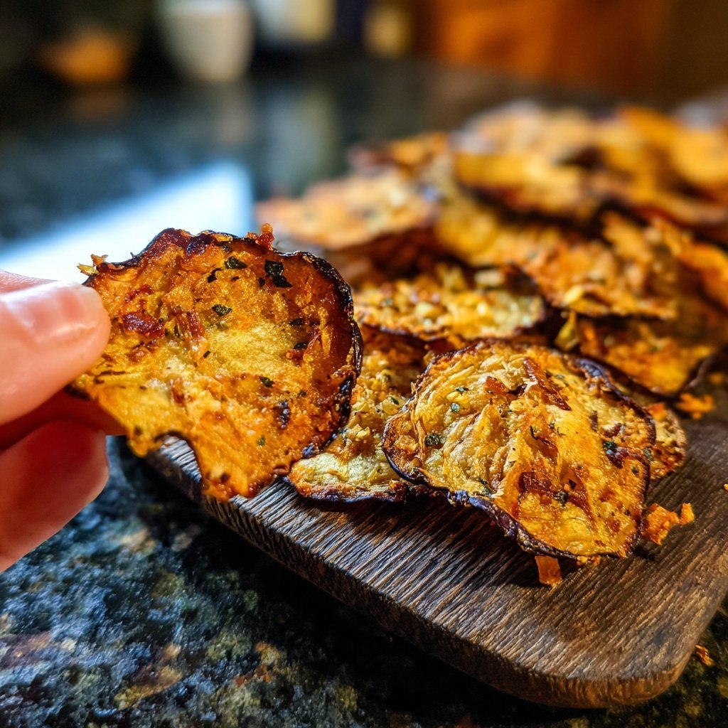 Crispy Eggplant Garlic Chips