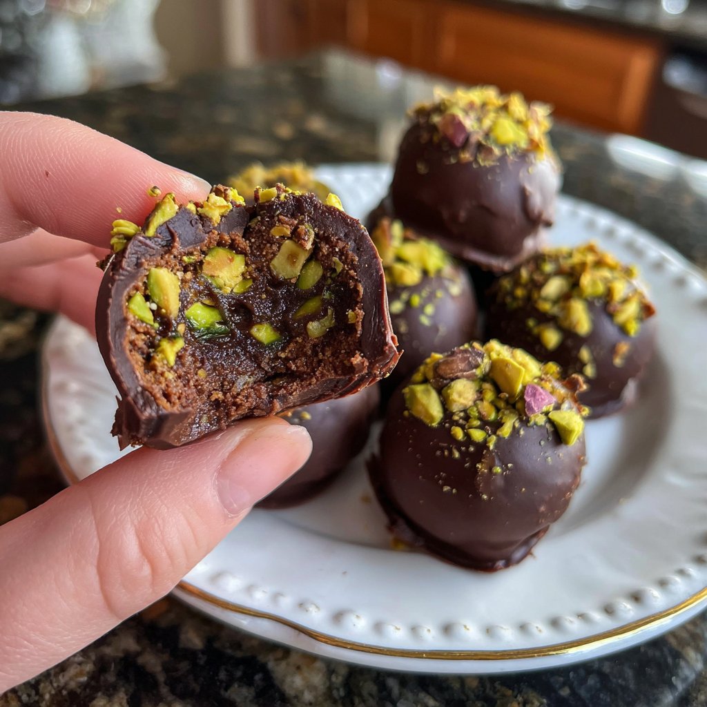Chocolate Pistachio Fudge Bites