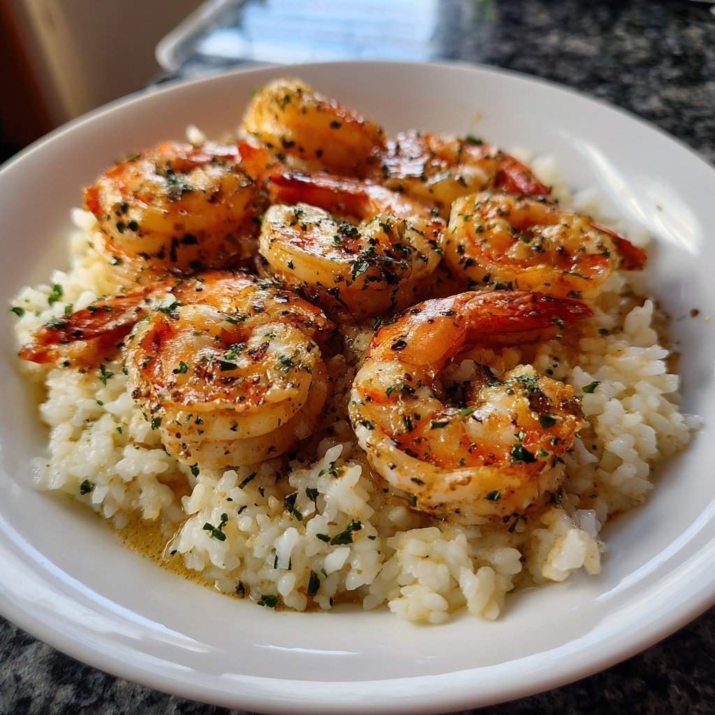 Garlic Butter Shrimp With Rice