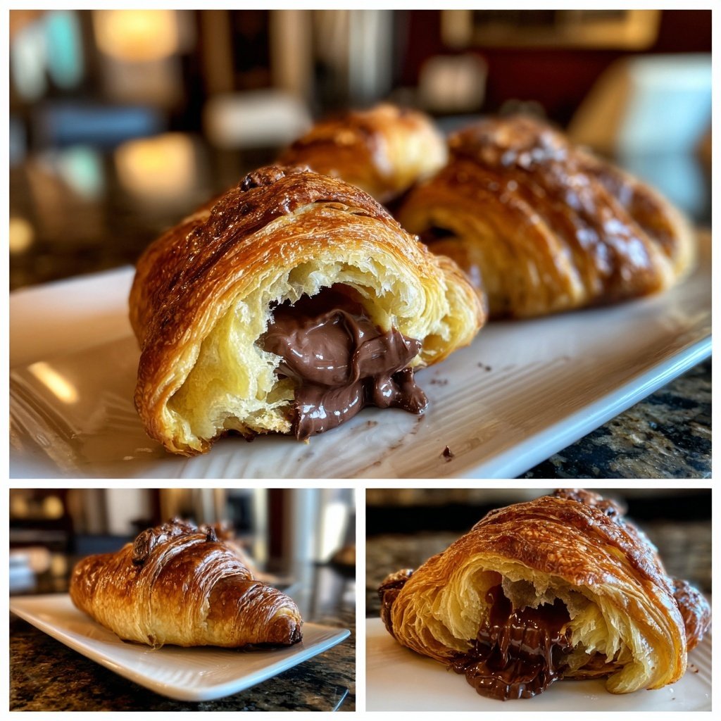 Valentines Breakfast Chocolate Croissants